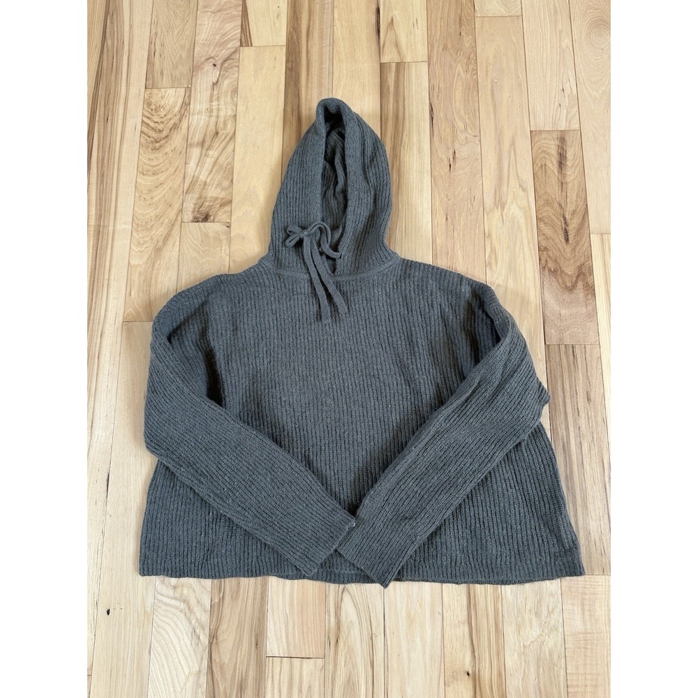 Jenni Kayne Alpaca Fisherman Hoodie Sweater Olive Green Size Medium